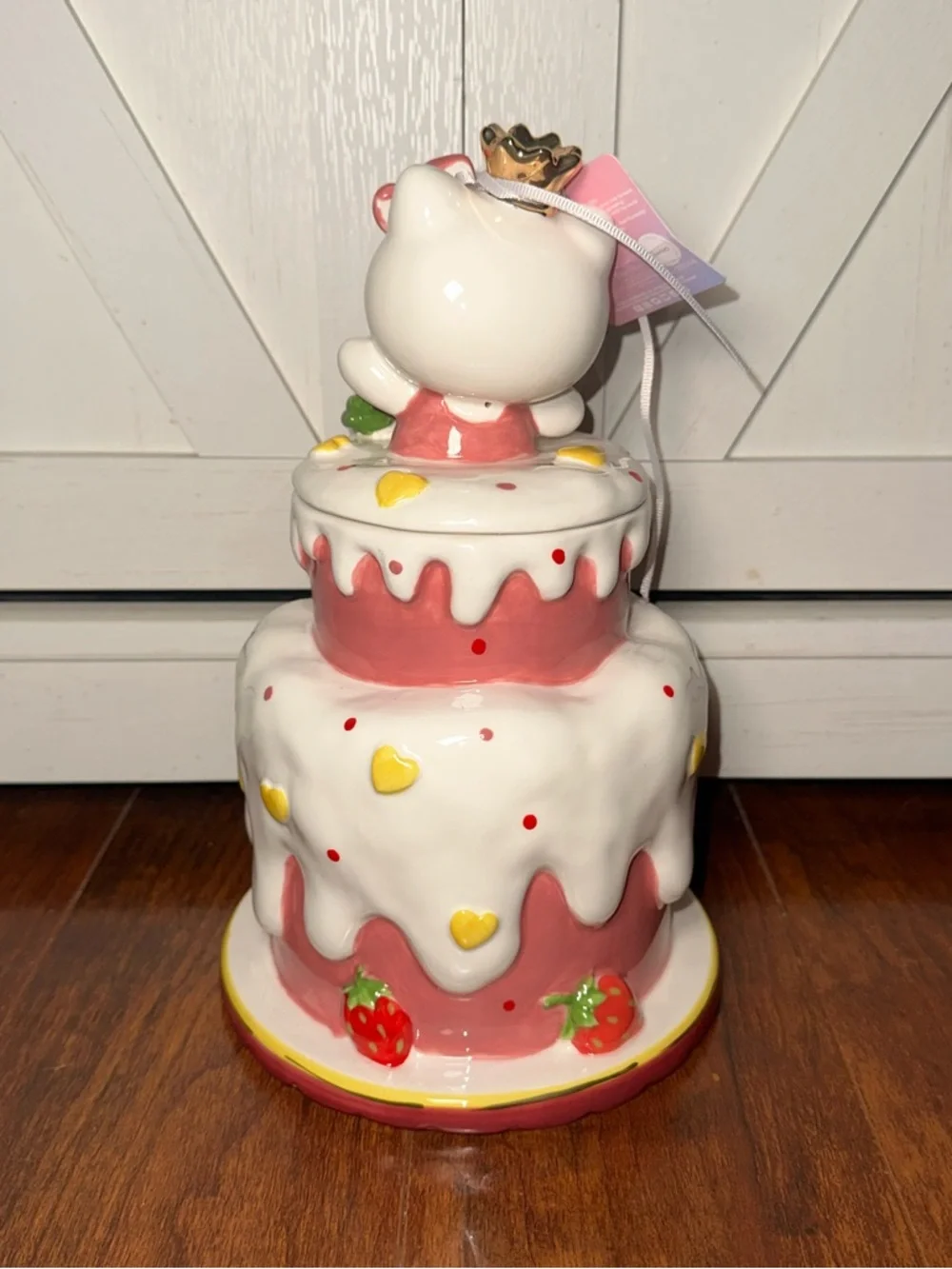Sanrio Hello Kitty Strawberry 50th Anniversary Tiered Cake Cookie Jar Canister